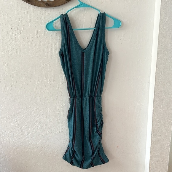 Sundry Teal Maroon Sleeveless Tank Ruched Striped Casual Sundress Size 0 - Picture 4 of 10